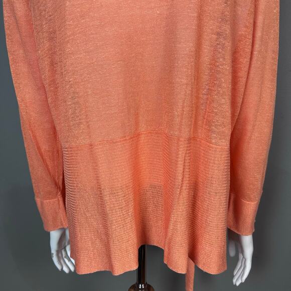 Nic+Zoe cardigan XL linen orange melon spring summer cascade feminine open - Picture 8 of 10